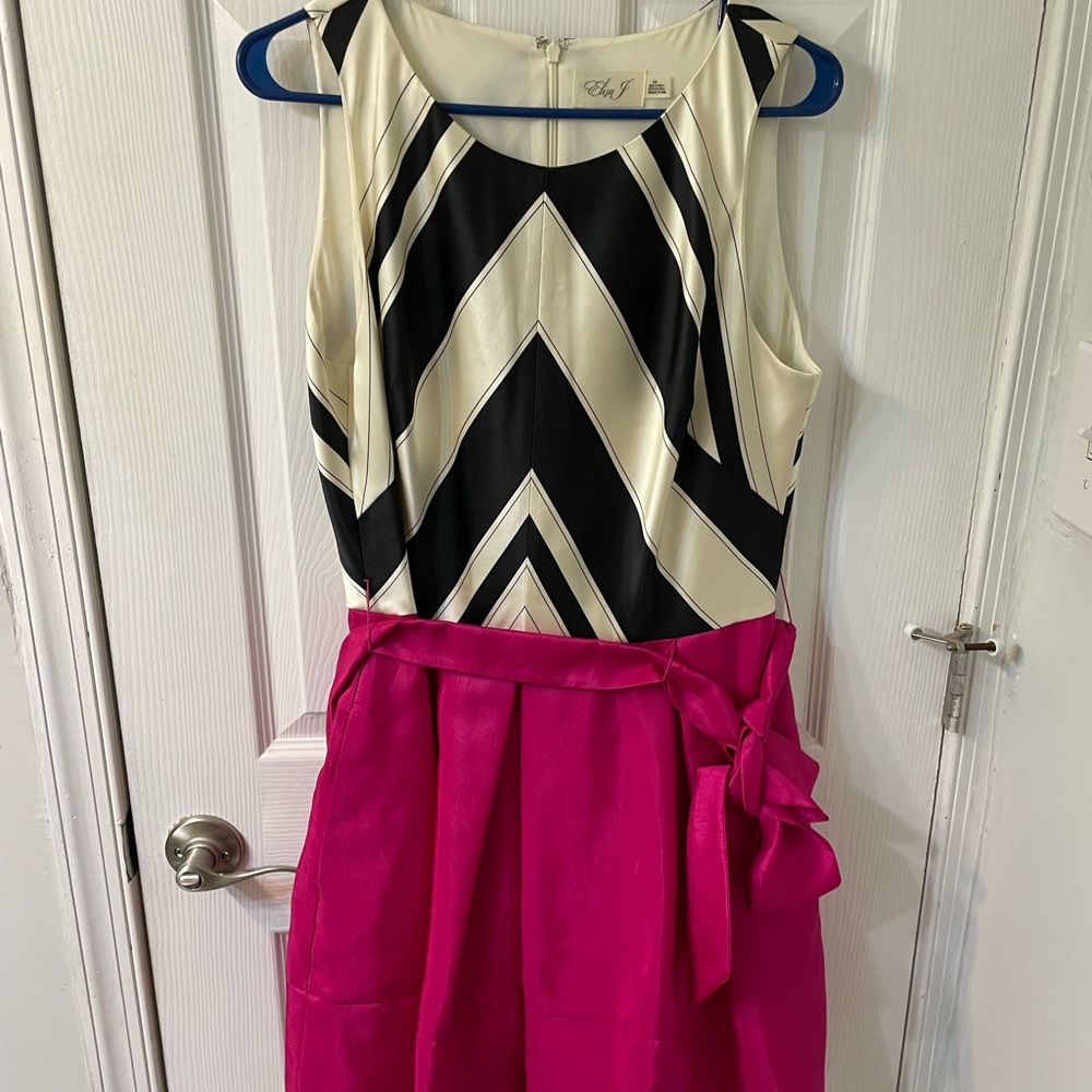 Chevron Black and White Top with Pink Skirt Dress